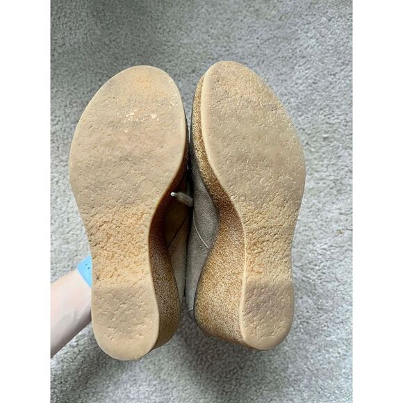 Serafini Etoile Shoes Italian Suede Wedge lace booties color Tan beige size 9 - Picture 6 of 11